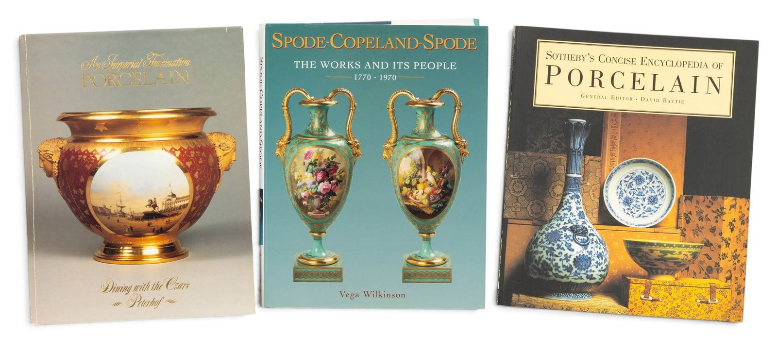 Books on the Subject of Porcelain, 3 PCS: Books on the Subject of Porcelain, 3 PCS Lot includes: (1.) Spode-Copeland-Spode: The Works and Its People, by Vega Wilkinson. Published by the Antique Collectors' Club, England, 2002. Hardcover. H 11