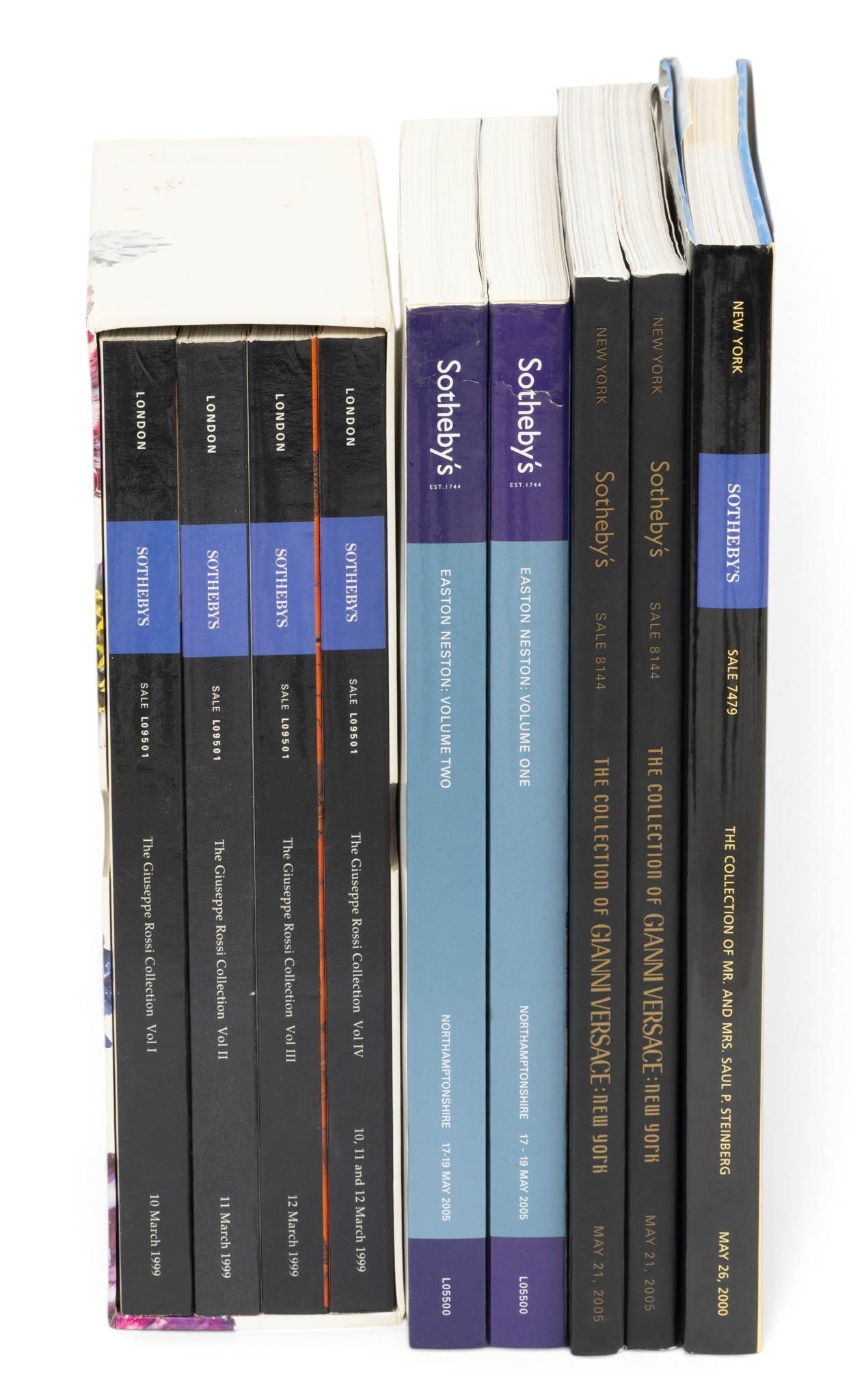 Sotheby's Single Owner Auction Catalogues, 4 PCS: Sotheby's Single Owner Auction Catalogues, 4 PCS Lot includes: (1.) The Giuseppe Rossi Collection, volumes I-IV. March 10-12, 1999. Paperbacks with slipcase. H 11", W 8.25". (2.) Easton Neston H