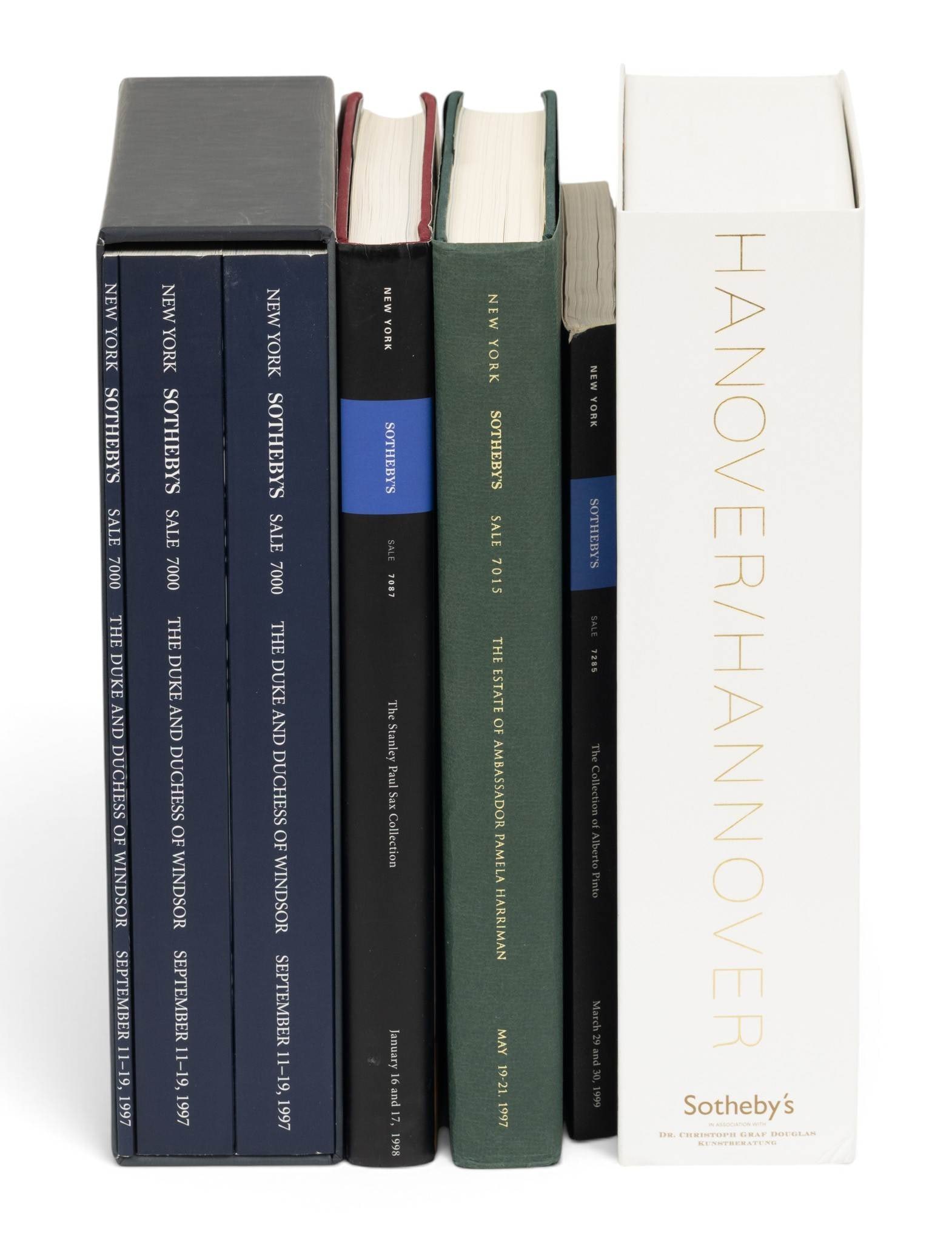 Sotheby's Single Owner Auction Catalogues, 5 PCS: Sotheby's Single Owner Auction Catalogues, 5 PCS Lot includes: (1.) The Royal House of Hanover, volumes 1-3. October 5-15, 2005. Paperbacks with storage case and DVD. H 12", W 9.5". (2.) The Duke &