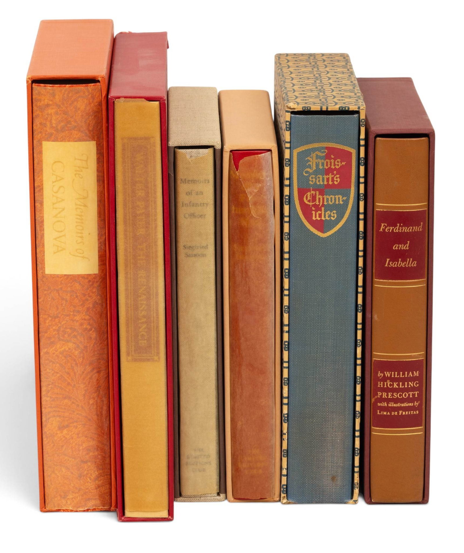 The Limited Editions Club Historical Works, Chronicles, and Memoirs: Prescott, Casanova, Sasson, and: The Limited Editions Club Historical Works, Chronicles, and Memoirs: Prescott, Casanova, Sasson, and Pater 6 PCS Ferdinand and Isabella (William H. Prescott): 1967. Edited and with an introduction by 