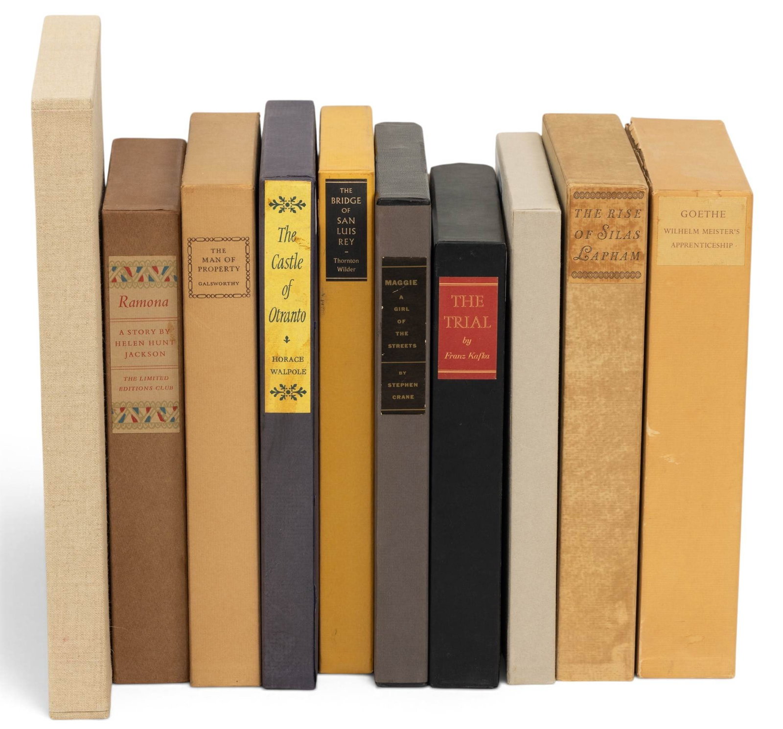 The Limited Editions Club Grouping of Novels, Including Walpole, Wilder, Crane, Galsworthy,: The Limited Editions Club Grouping of Novels, Including Walpole, Wilder, Crane, Galsworthy, Faulkner, and Kafka 10 PCS Wilhelm Meister’s Apprenticeship (Johann Wolfgang von Goethe): 1959. Thomas