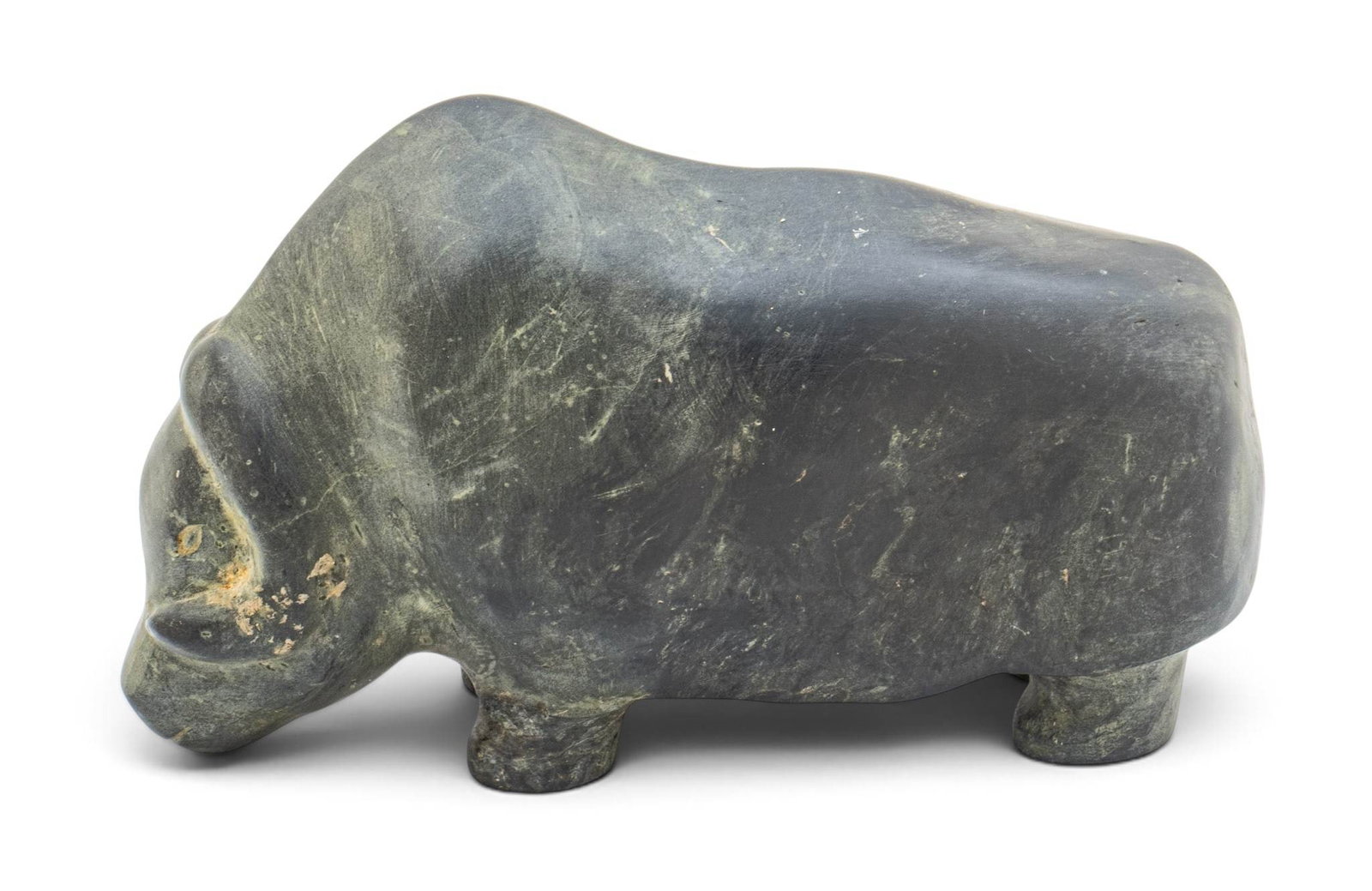 Ada Eyetoaq (Inuit, 1934-2014) Soapstone Sculpture, Ca. 1981, 'Muskox', H 5" W 4" Depth 8" (1 of 8)