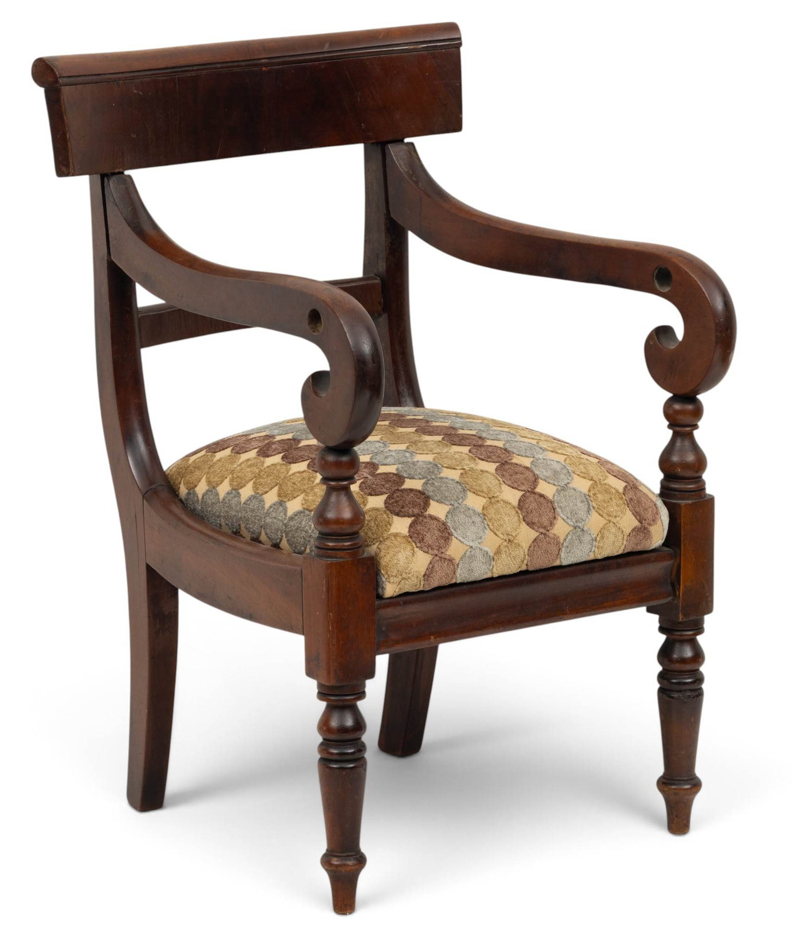 American Federal Style Mahogany Child's Chair 19th C., H 22" W 13.5" Depth 14" (1 of 7)