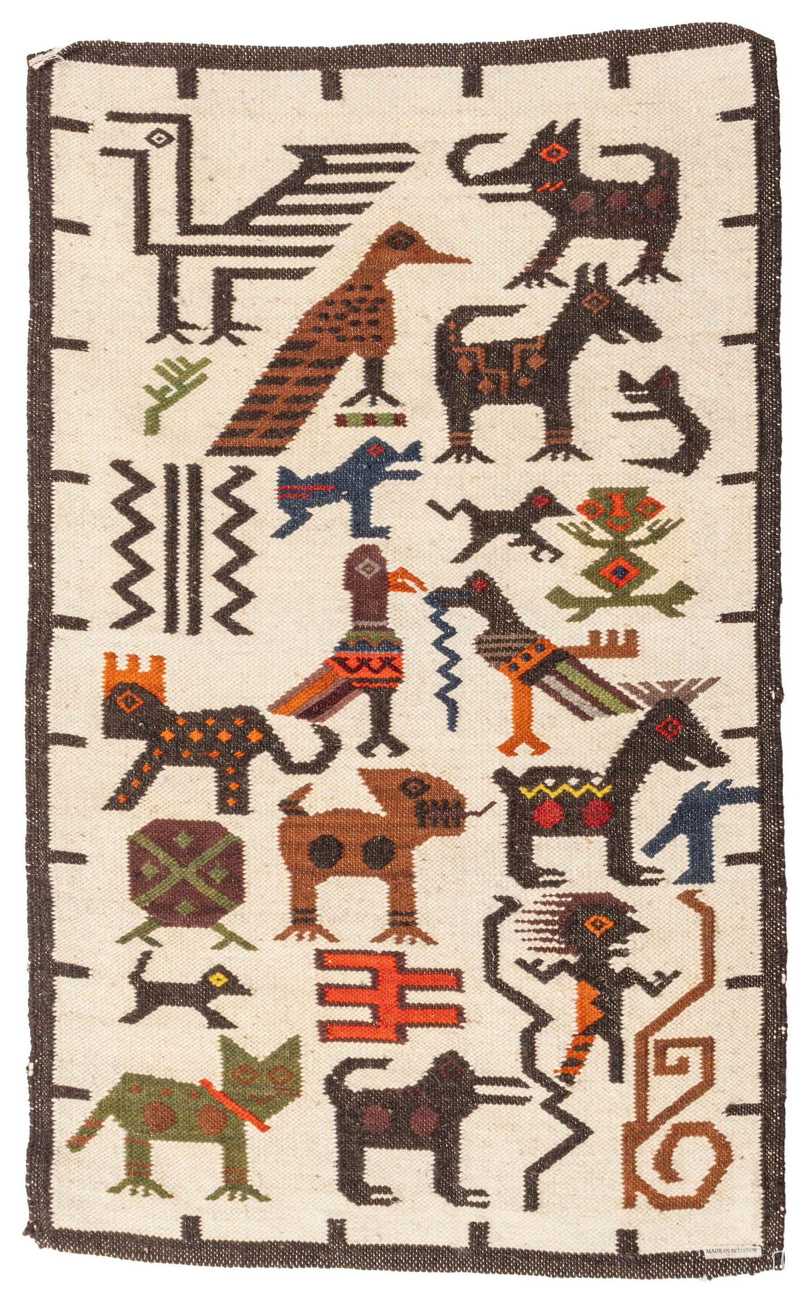 Ecuador Hand Woven Panel, Birds and Animals 1990, W 26" L 41" 1 PC (1 of 6)