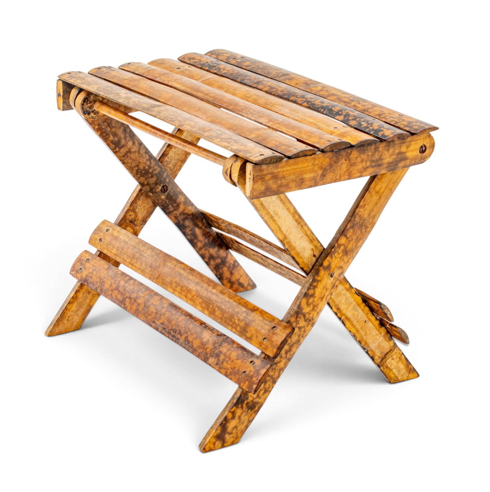 Burnt Tortoise Bamboo Folding Table 20th Century, H 9.75" W 12" Depth 7.5" (1 of 7)