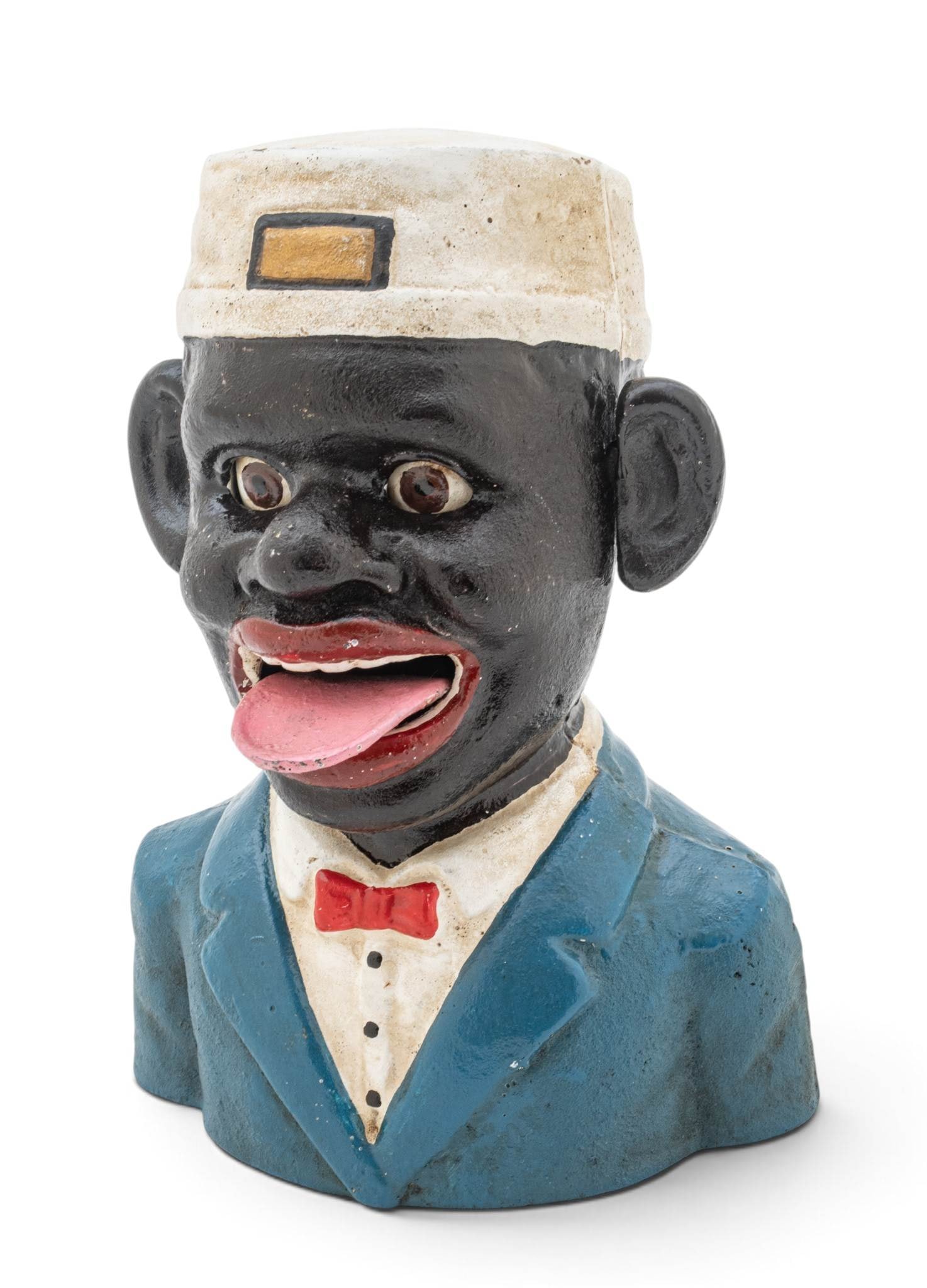 American Black Americana Cast Iron Mechanical Bellhop Bank H 7" W 5" Depth 4" (1 of 6)