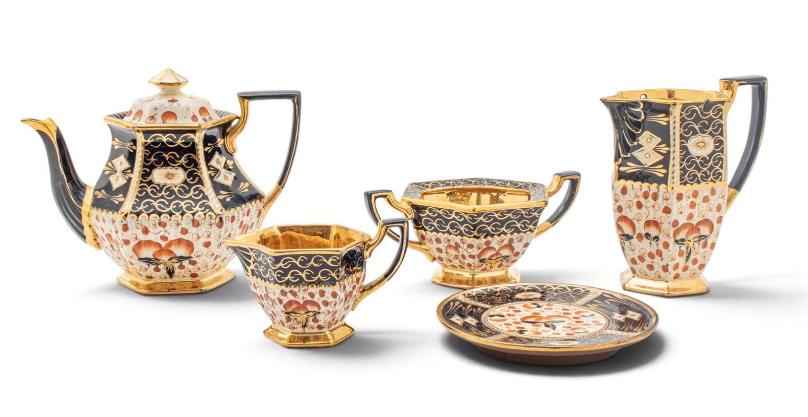 J C & Sons (John Carr) Imari Earthenware Coffee Set Tea Set 5 PCS (1 of 8)