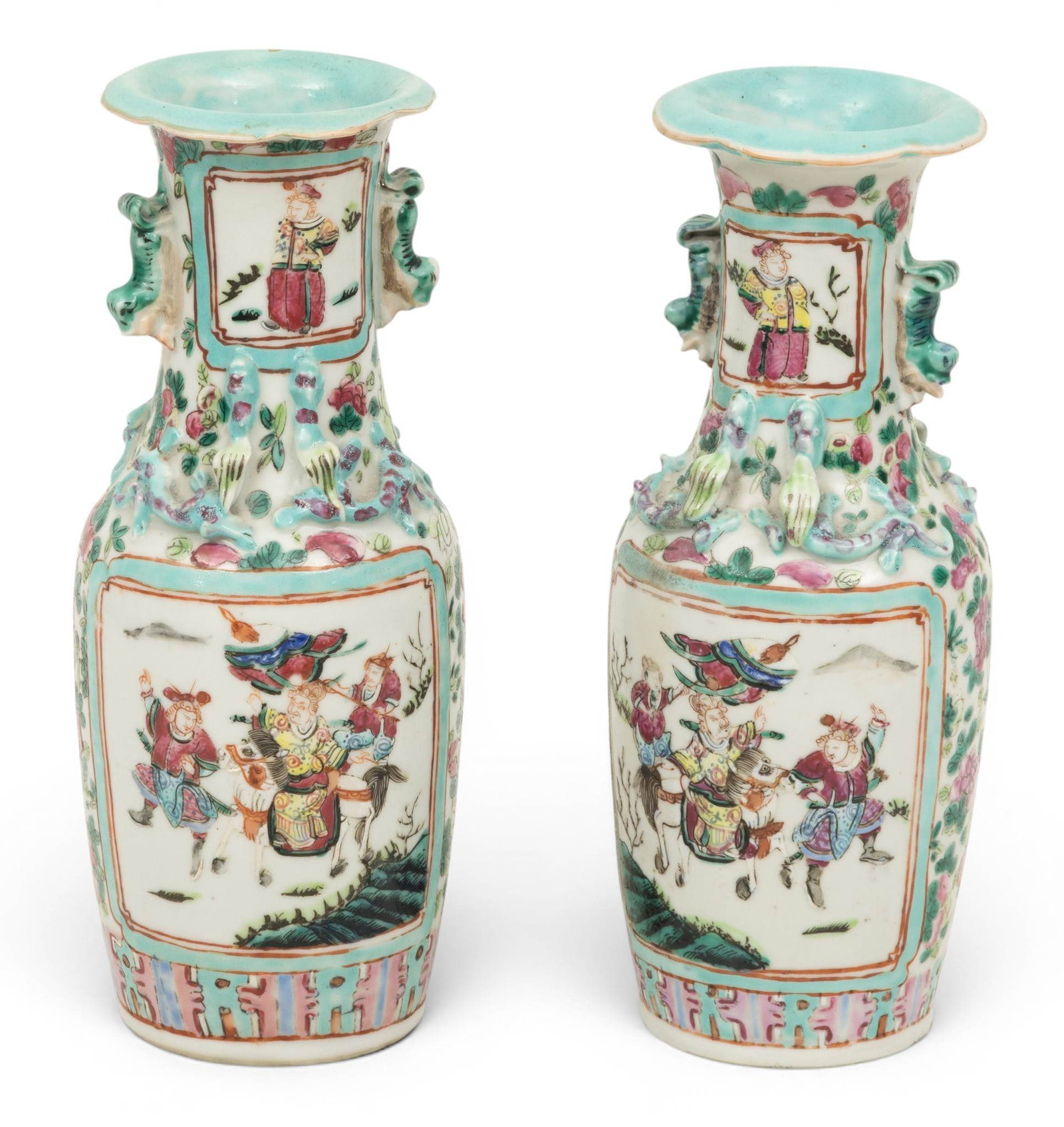 Chinese Famille Rose Porcelain Vases 19th.c., H 10" Dia. 4" (1 of 5)