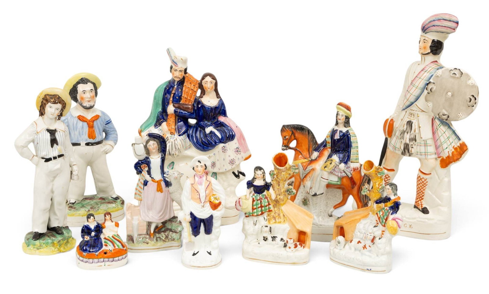 English Staffordshire Earthenware Pottery Figurine Grouping, Ca. 19th and 20th C., 'William (1 of 8)