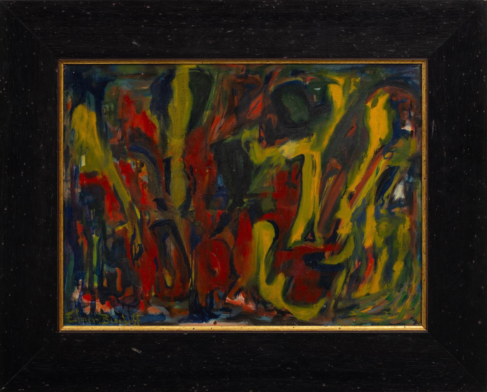 Bearing Signature Elmer Nelson Bischoff (American, 1916-1991) Oil on Canvas 20th C. Abstract, H (1 of 4)