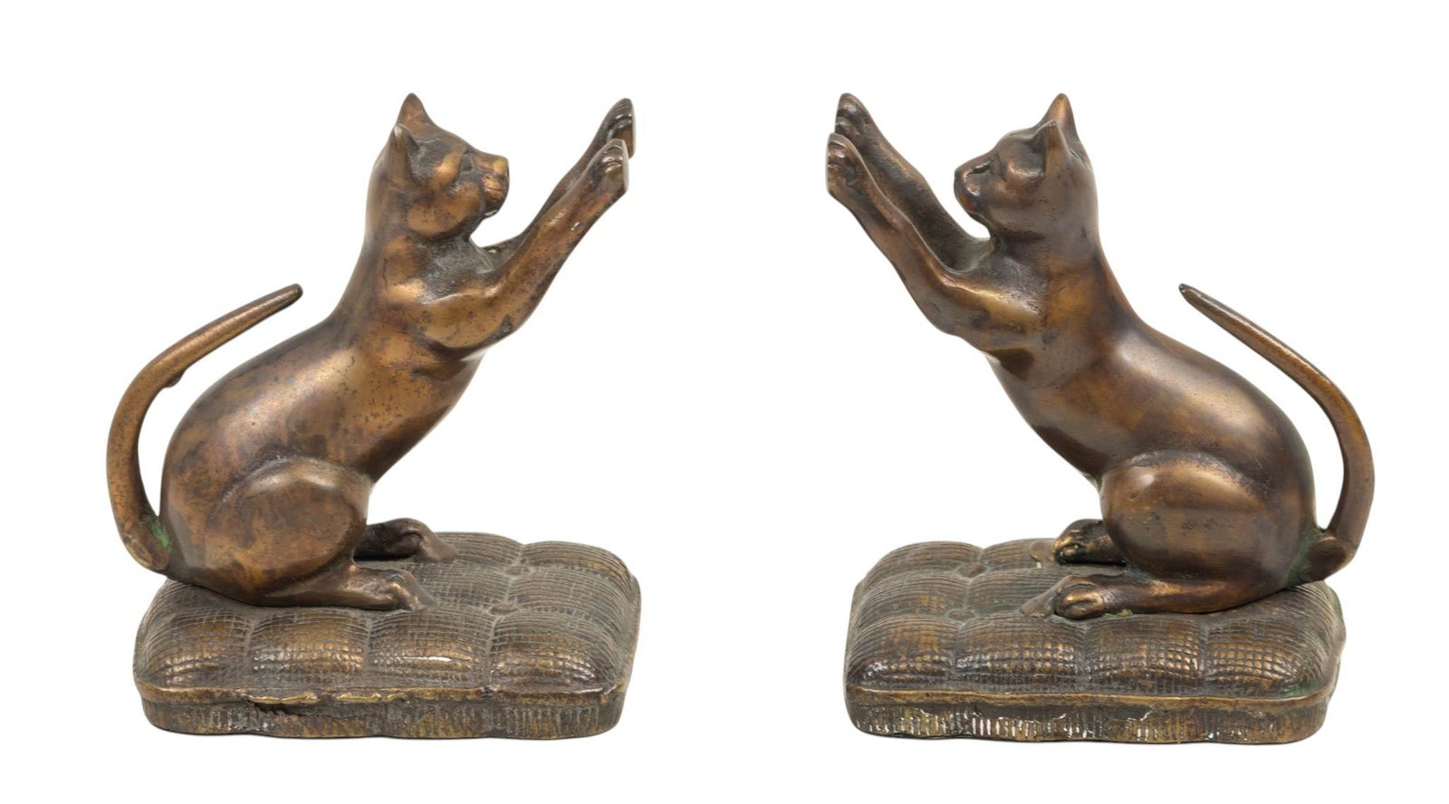 Bronze Cat Bookends 20th C., H 5.5" W 3" Depth 4" 2 PCS (1 of 5)