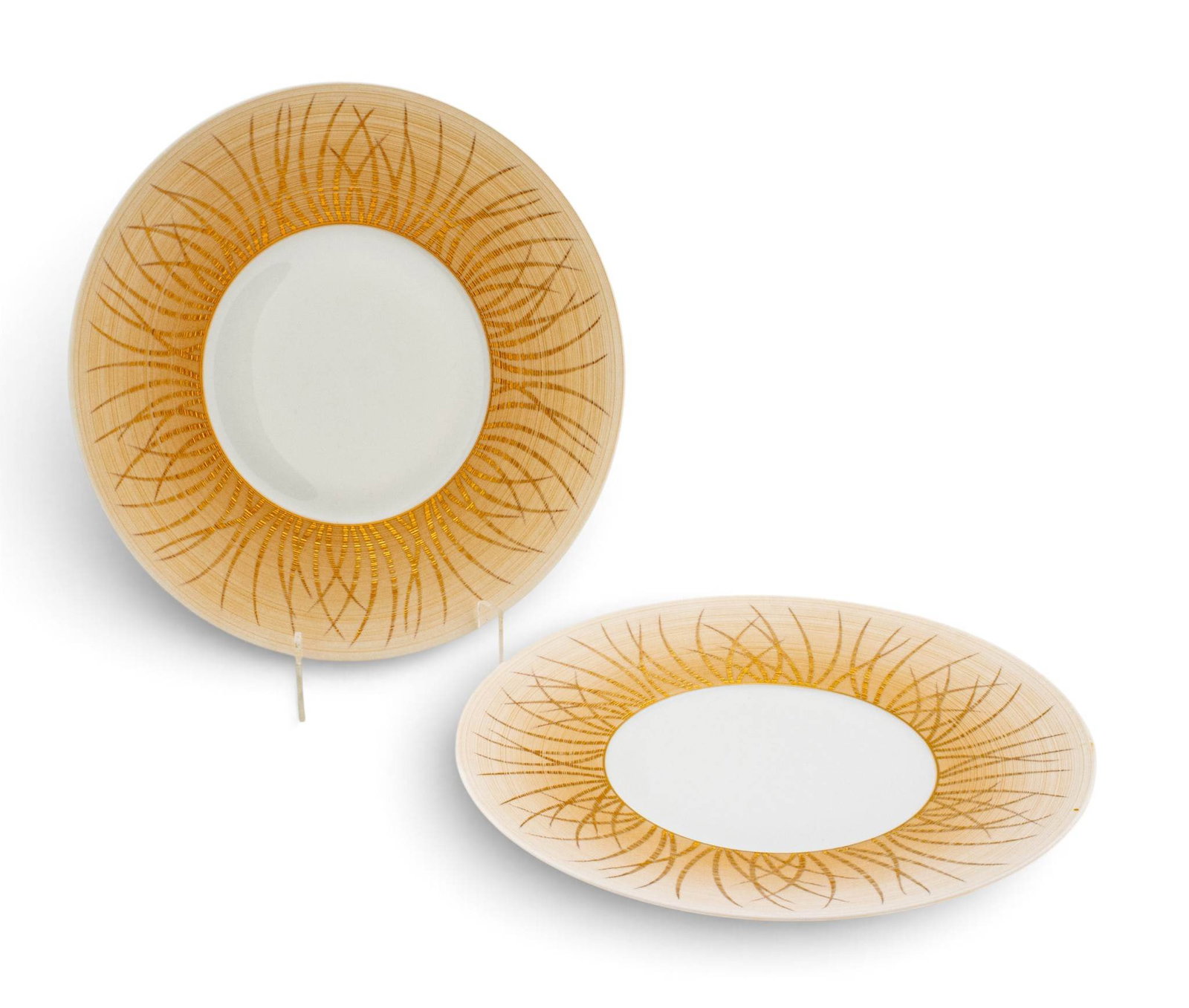 J. L. Coquet Limoge (French) Porcelain Dinner Plates 'Hemisphere Toundra Automne', H 1.25" Dia. (1 of 7)
