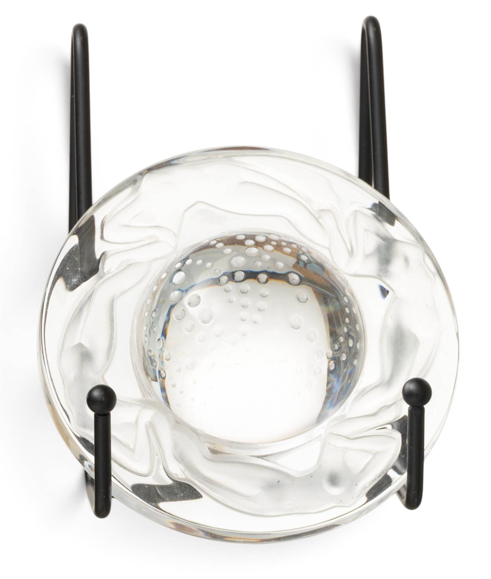 Lalique (France) Crystal, Ca. 20th C., 'Rings of Saturn', Sculpture Dia. 4" (1 of 4)