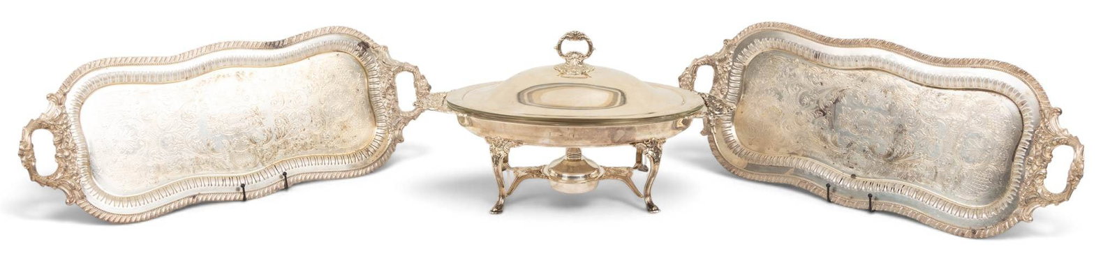 Silverplate Trays and Covered Serving Dishes, Ca. 20th C., 4 PCS (1 of 10)