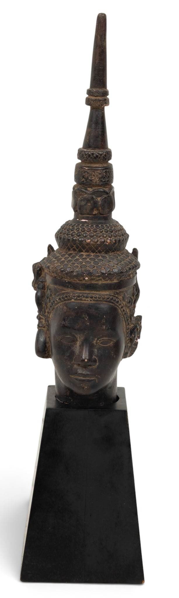 Thailand Wood and Gesso Head of Goddess 19th Cent., H 18" 1 PC (1 of 5)