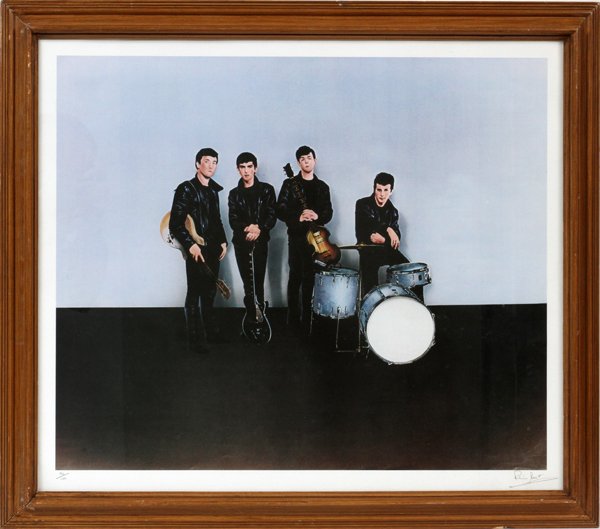 PETE BEST, SIGNED POSTER, "THE BEATLES": PETE BEST, SIGNED POSTER, 24" X 28", "THE BEATLES":Edition 154/1,000 signed by Pete Best and also featuring Paul McCartney, George Harrison and John Lennon. Framed under glass.