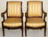 ANTIQUE EMPIRE MAHOGANY CARVED OPEN ARM CHAIRS