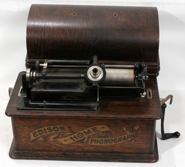CYLINDER "EDISON HOME PHONOGRAPH" IN OAK CASE: CYLINDER "EDISON HOME PHONOGRAPH" IN OAK CASE: