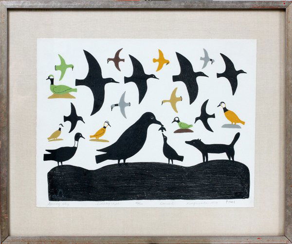 KINGMEATA ETIDLOOIE LITHO, 1979, 'SPRING SKY': KINGMEATA ETIDLOOIE (1915-1989), LITHOGRAPH, 1979, #38/50, W 13" X 17", L 'SPRING SKY': Pencil signed, titled, dated, inscribed "Dorset", and numbered along the lower margin, label on reverse for The