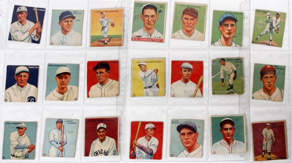 'GOUDEY CHEWING GUM CO.', BASEBALL TRADING CARDS: 'GOUDEY CHEWING GUM CO.', BASEBALL TRADING CARDS, C1933, 21 PCS.: Big League Chewing Gum Company baseball trading cards, includes: Travis C. Jackson, Joe Sewell, Dibrell Williams (inscribed at bottom 