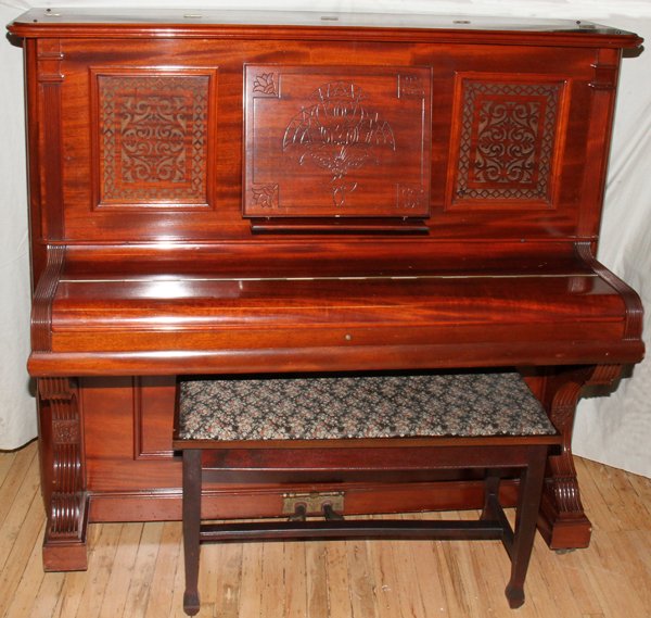 oak player piano with 2 windows on top oak player piano with 2 windows on top