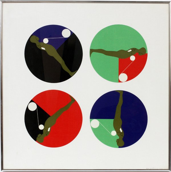 ERNEST TROVA SILKSCREEN 1967: ERNEST TROVA, SILKSCREEN, 1967, H 23" W 23", FALLING MAN STUDY:ERNEST TROVA (American, 1927-2009), pencil signed lower right. Edition #47/75. Image size H. 23 1/2" x W. 23 1/2". Framed.