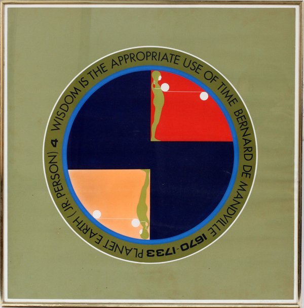 ERNEST TROVA LITHOGRAPH ON PAPER: ERNEST TROVA, LITHOGRAPH ON PAPER, H 22" W 22", "PLANET EARTH":ERNEST TROVA (AMERICAN 1927-2009). Pencil signed lower right. Artist proof and dated 1967. Image size H. 22 3/4" x W. 22 3/4". Hudson's l