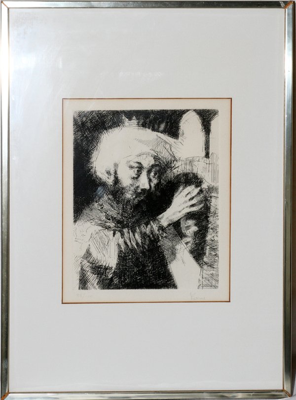 JACK LEVINE 1915- ETCHING #88/100, KING DAVID: JACK LEVINE (1915-), ETCHING, #88/100, 9 3/4" X 7 7/8", 'KING DAVID':Rubiner Gallery. Jack Levine, American, b. 1915.