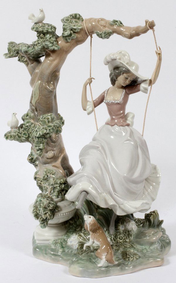 LLADRO PORCELAIN FIGURINE, GIRL ON A SWING