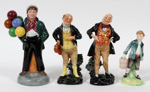 ROYAL DOULTON PORCELAIN FIGURINES, FOUR: ROYAL DOULTON PORCELAIN FIGURINES, FOUR:Including Pickwick, HN 1994, Micawber, HN 1895, Jack, HN 2060 and Balloon Boy, HN 1991.