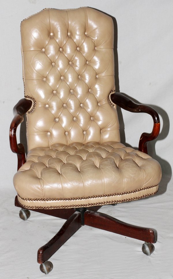 VINTAGE THOMASVILLE LEATHER EXEC OFFICE CHAIR