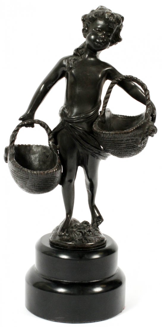 BRONZE STATUE, GIRL WITH BASKETS
