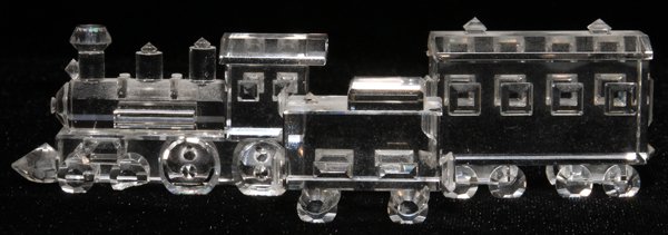 SWAROVSKI CRYSTAL TRAIN AND ANIMALS 6 PIECES + 2: SWAROVSKI CRYSTAL TRAIN AND ANIMALS, 6 PIECES, L 5 1/2", + 2 OTHERS:Elephant; owl, H 2 1/2"; box of miniature kittens.