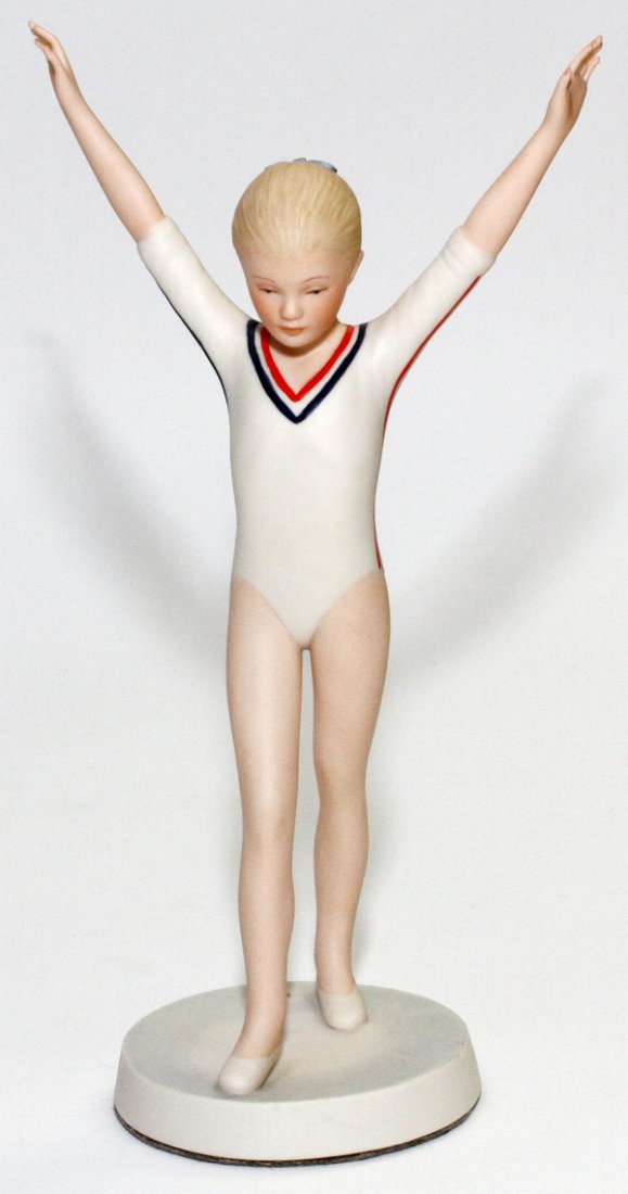 CYBIS BISQUE FIGURE: CYBIS BISQUE FIGURE, H 10":Depicting young gymnast. Signed.