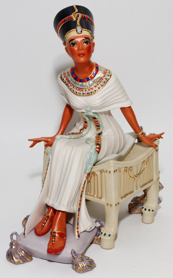 CYBIS BISQUE FIGURE OF CLEOPATRA #344: CYBIS BISQUE FIGURE OF CLEOPATRA, #344, H 12" D 9":Signed and numbered at back.