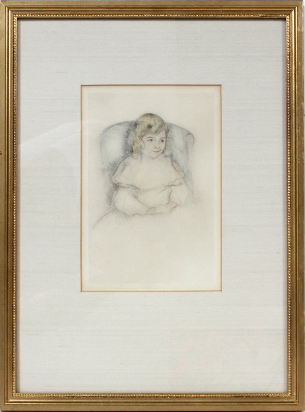 MARY CASSATT DRYPOINT: MARY CASSATT, DRYPOINT H 9" W 12" SARA SMILING:9 1/4" x 12.5". Drypoint and etching.