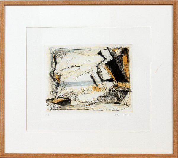 BRYAN HUNTCOLOR ETCHING 1988 "QUARRY AT TUY": BRYAN HUNT (1947-), COLOR ETCHING, 1988, #35/35, 11" X 15", "QUARRY AT TUY":Pencil signed lower right, numbered 35/35 lower left, 11 1/4" x 14 3/4", Crown Point Press, publisher; Renee Boti, printer,