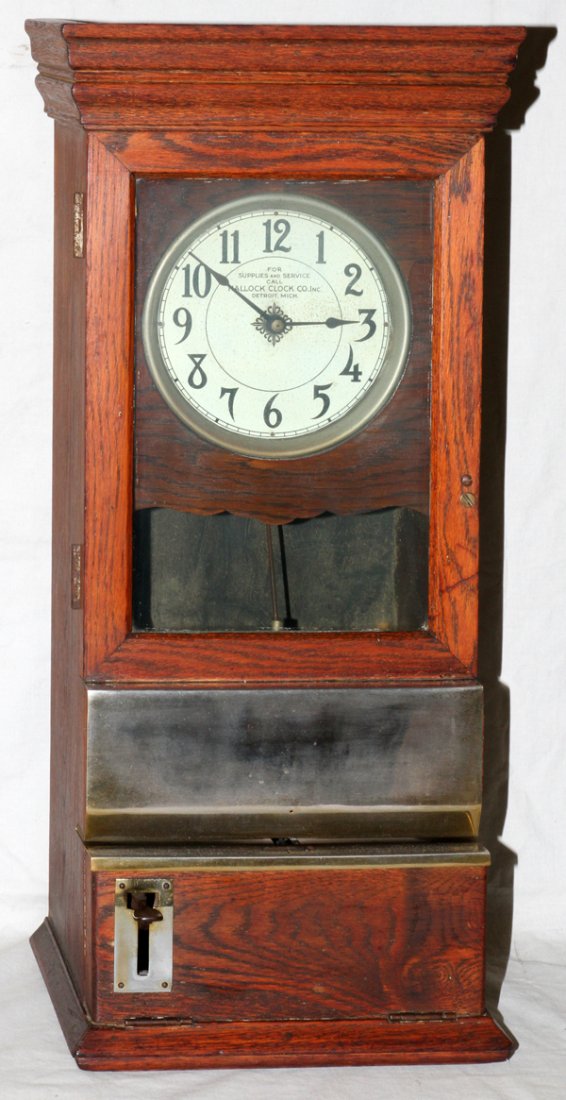 HALLOCK CLOCK CO. OAK TIME CLOCK