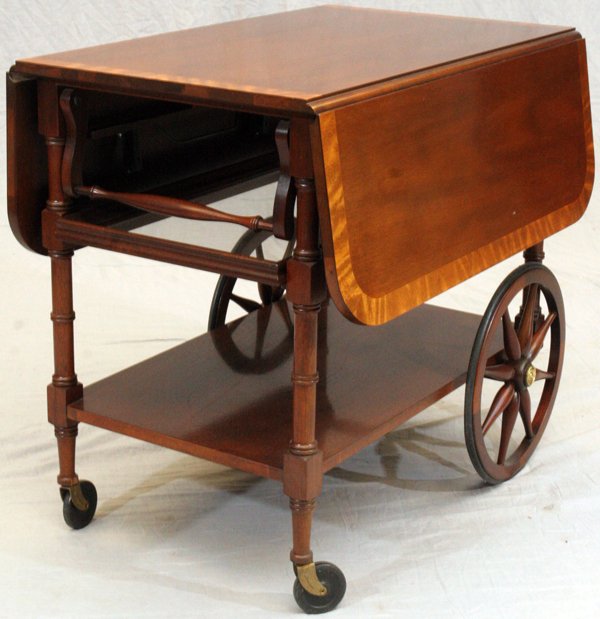 BAKER FURNITURE CO. MAHOGANY DROPLEAF TEA CART