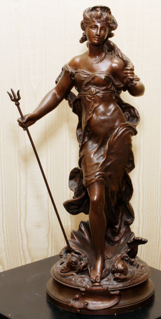AUGUSTE MOREAU BRONZE SCULPTURE 19TH C AMPHITITE