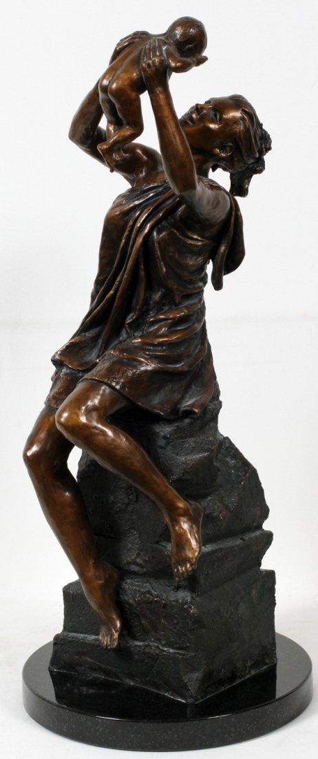 LARAN GHIGLIERIBRONZE SCULPTURE 2000 FIRST BORN: LARAN GHIGLIERI (20/21ST C.), BRONZE SCULPTURE, 2000, H 26 1/2", 'FIRST BORN':Signed "Laran Ghiglieri", dated and numbered 20/475 at the base (see additional photo).
