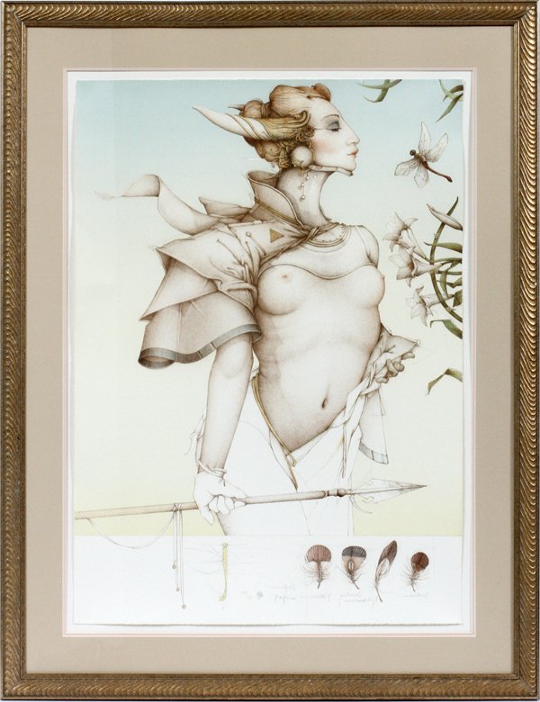 MICHAEL PARKES LITHOGRAPH "STALKING" STELTMAN ED: MICHAEL PARKES [AMERICAN B. 1944], LITHOGRAPH, H 31" W 22", "STALKING", STELTMAN EDITION:Edition #148/250. Pencil signed lower middle; having a "Steltman Editions, Amsterdam" watermark lower left. Mat