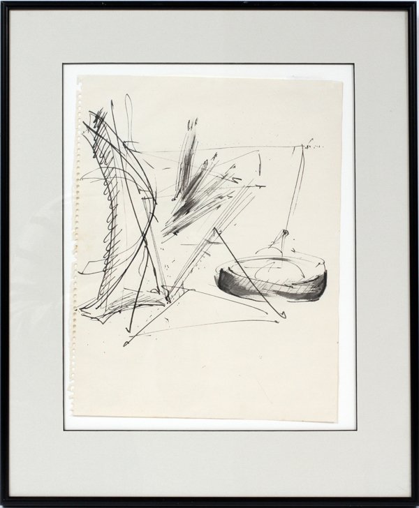 MARK DI SUVERO DRAWING ON NOTEBOOK PAPER: MARK DI SUVERO (AMERICAN B. 1933), DRAWING ON NOTEBOOK PAPER, H 14", W 10":Not Signed. Purchased from Douglas Kenyon Inc, 230 East Ohio Street, Chicago in 1974 For $900.