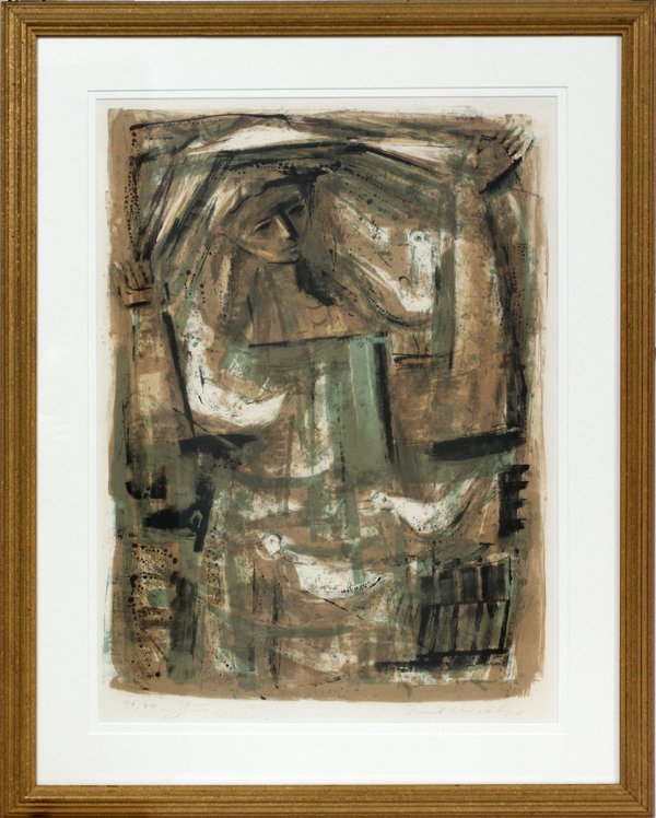 EMIL WEDDIGE LITHOGRAPH, ST. FRANCIS: EMIL WEDDIGE, LITHOGRAPH, H 24", W 17", ST FRANCIS:#46/50. Pencil signed. University of Michigan art professor. Born 1907. Studied with Chagall.