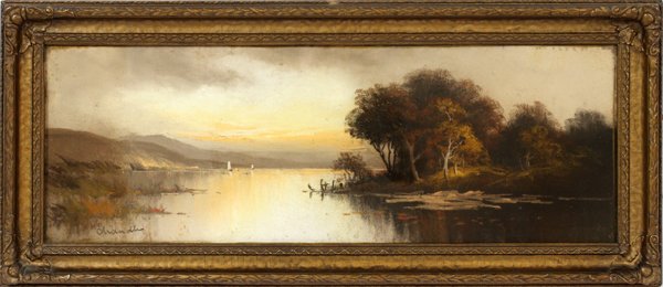 WILLIAM CHANDLER PASTEL, LANDSCAPE: WILLIAM CHANDLER, PASTEL, H 10", W 27", LANDSCAPE:Signed. William Henry Chandler American 1854 - 28. Size is image only. Original frame