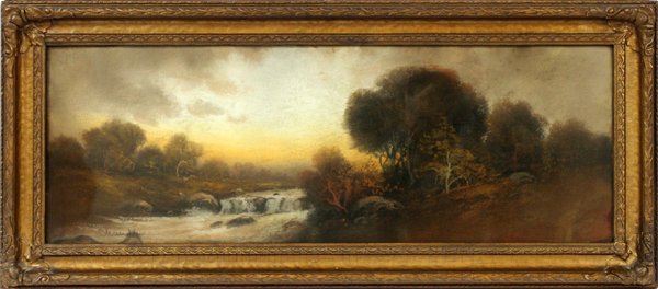 WILLIAM H. CHANDLER PASTEL, LANDSCAPE: WILLIAM H. CHANDLER, PASTEL, H 10", W 27", LANDSCAPE,:Signed. William Henry Chandler, American 1854 - 1928. ,Size is image only. Original frame