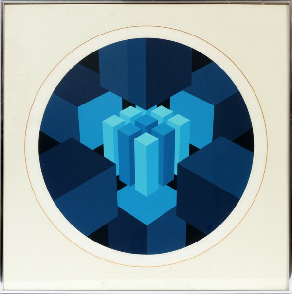 BRIAN HALSEY SERIGRAPH, 'NOVOTRON 1ST STATE': BRIAN HALSEY, SERIGRAPH, DIA 18", 'NOVOTRON 1ST STATE':Pencil signed and titled along the bottom, under glass, framed, with Park West Gallery certificate on the reverse (see additional photo).