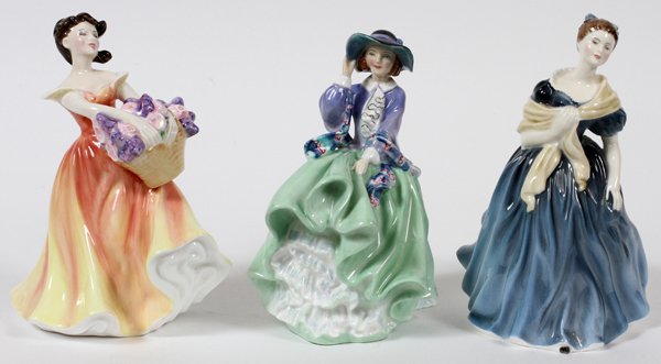 ROYAL DOULTON PORCELAIN FIGURINES THREE: ROYAL DOULTON PORCELAIN FIGURINES, THREE:Adrienne HN 2304, Lesley HN 2410 and Top O' The Hill HN 1833.