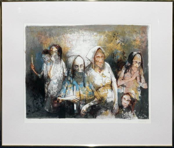 JEAN JANSEM LITHOGRAPH HOLY FAMILY ARTIST PROOF: JEAN JANSEM, LITHOGRAPH, HOLY FAMILY, ARTIST PROOF, H 17", W 22":French 1920-2013; pencil signed lower right; framed.