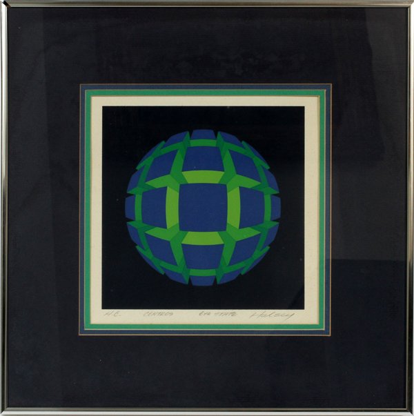 BRIAN HALSEY SERIGRAPH: BRIAN HALSEY SERIGRAPH, H 8.75" L 9", "CENTROS 6TH STATE":Signed lower right and numbered edition HC. Framed and matted under glass. Certificate of Authenticity from Park West Gallery, Southfield, MI.